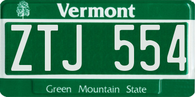 VT license plate ZTJ554