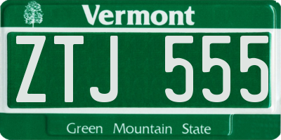 VT license plate ZTJ555