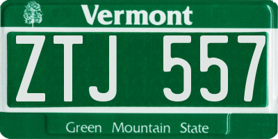 VT license plate ZTJ557