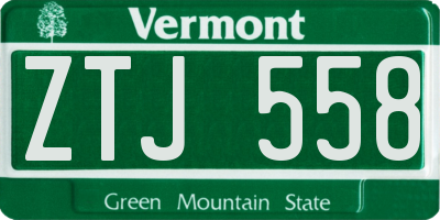 VT license plate ZTJ558