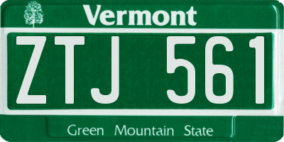 VT license plate ZTJ561