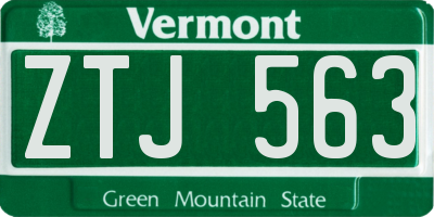 VT license plate ZTJ563