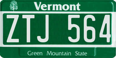 VT license plate ZTJ564