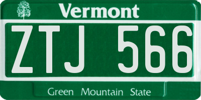 VT license plate ZTJ566