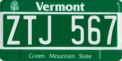 VT license plate ZTJ567