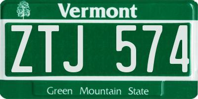 VT license plate ZTJ574