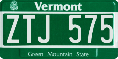 VT license plate ZTJ575