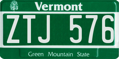 VT license plate ZTJ576