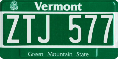VT license plate ZTJ577