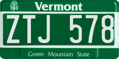 VT license plate ZTJ578