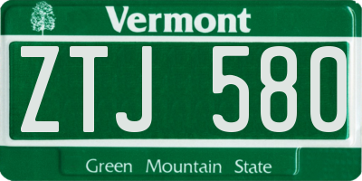 VT license plate ZTJ580