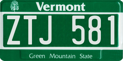 VT license plate ZTJ581