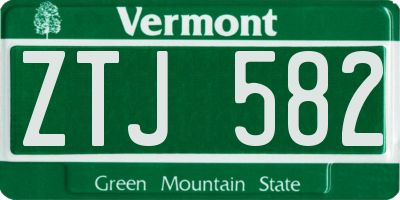 VT license plate ZTJ582