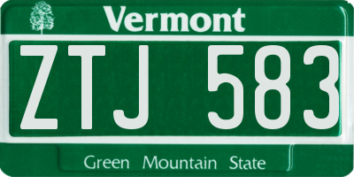VT license plate ZTJ583