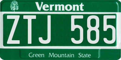 VT license plate ZTJ585