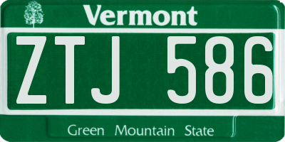 VT license plate ZTJ586