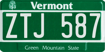 VT license plate ZTJ587