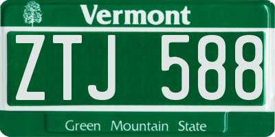 VT license plate ZTJ588