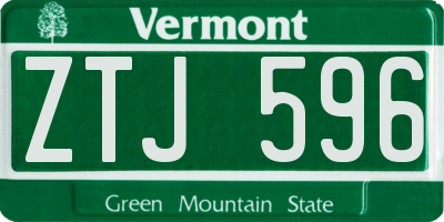 VT license plate ZTJ596