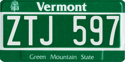 VT license plate ZTJ597