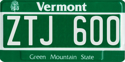 VT license plate ZTJ600