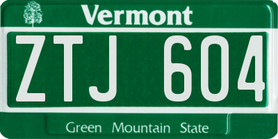 VT license plate ZTJ604