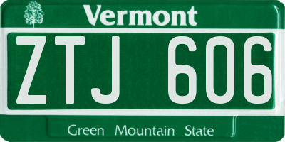 VT license plate ZTJ606
