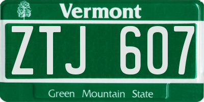 VT license plate ZTJ607