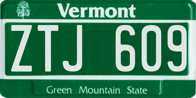 VT license plate ZTJ609
