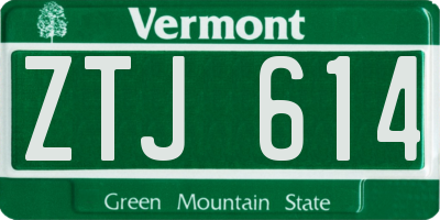 VT license plate ZTJ614