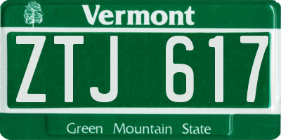 VT license plate ZTJ617