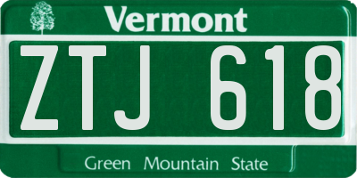 VT license plate ZTJ618