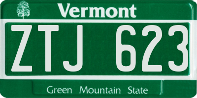VT license plate ZTJ623