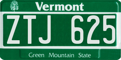 VT license plate ZTJ625