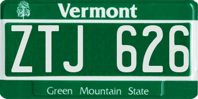 VT license plate ZTJ626