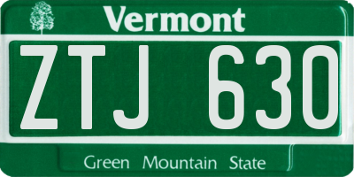 VT license plate ZTJ630