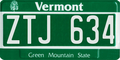 VT license plate ZTJ634