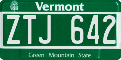 VT license plate ZTJ642