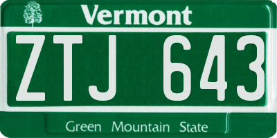 VT license plate ZTJ643