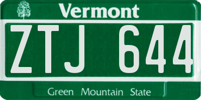 VT license plate ZTJ644