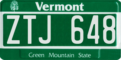 VT license plate ZTJ648
