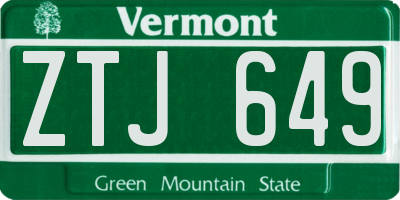 VT license plate ZTJ649