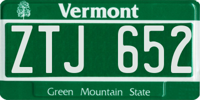 VT license plate ZTJ652