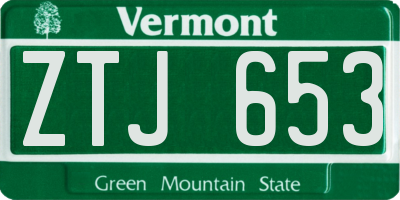 VT license plate ZTJ653