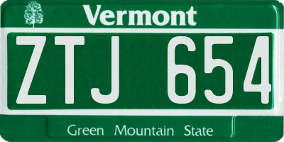 VT license plate ZTJ654