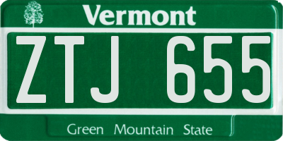 VT license plate ZTJ655