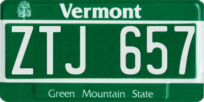 VT license plate ZTJ657