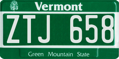 VT license plate ZTJ658