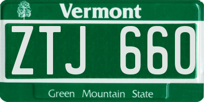 VT license plate ZTJ660