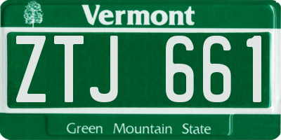 VT license plate ZTJ661